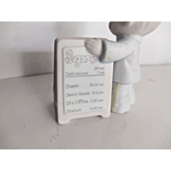 Two Vintage Precious Moments Sugar Land Theme Figurines 1995 Cat & Sign Holder - Picture 8 of 15